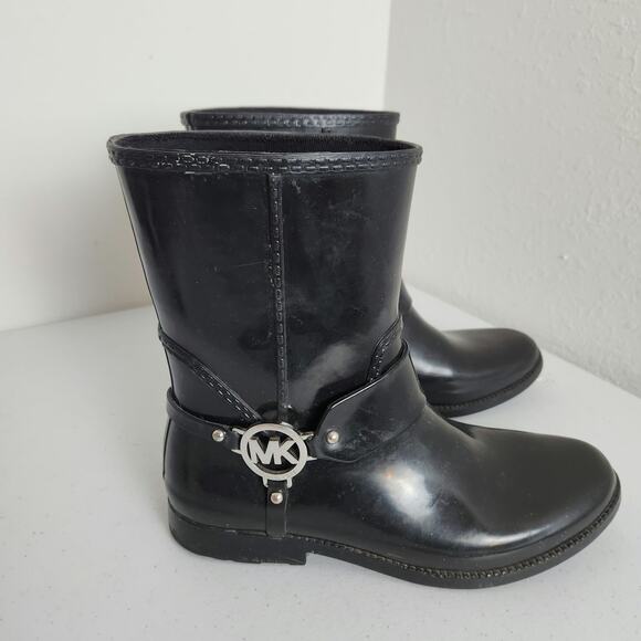 Michael Kors FULTON HARNESS Black Rain Bootie Ankle Boots Shoes US 9 - Picture 5 of 8